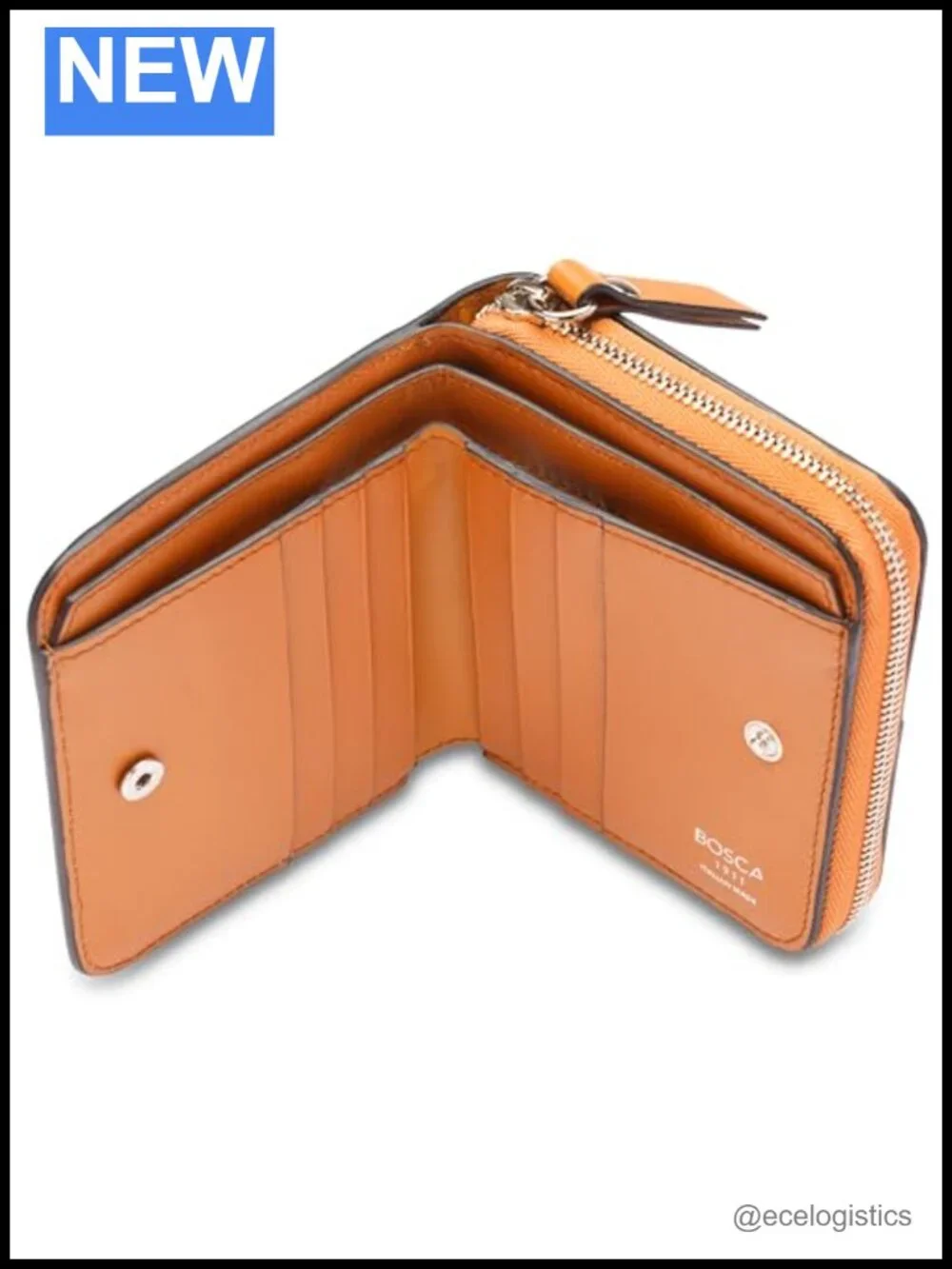 Women's Italian Leather Bifold Wallet with 8 Card Slots & Zip Coin Pocket